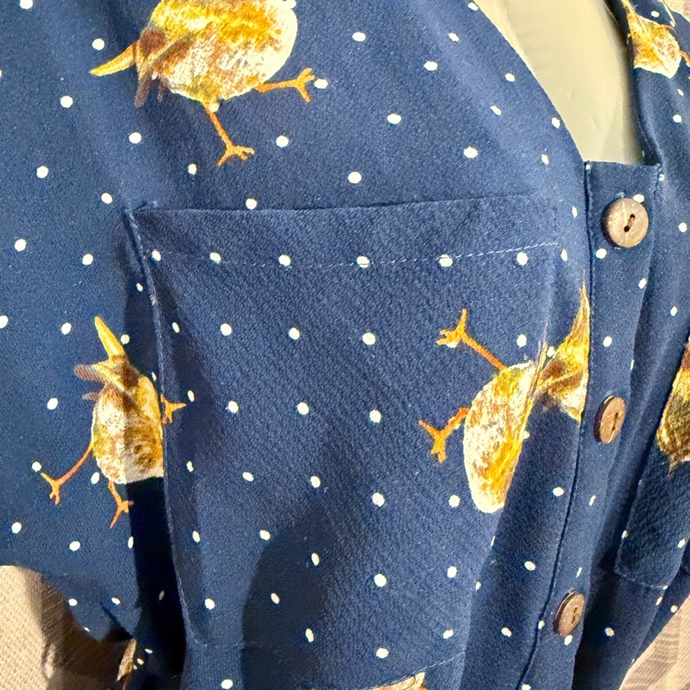 Retro dress with bird print, Monteau Los Angeles XL - Picture 8 of 12